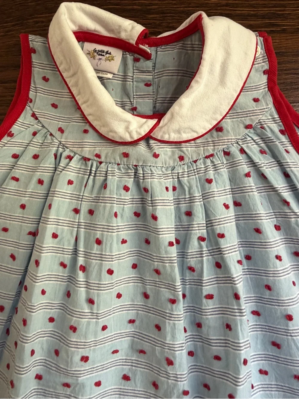 La Petite Fleur Light Blue & Red Swiss Dot Top with Red Shorts 4